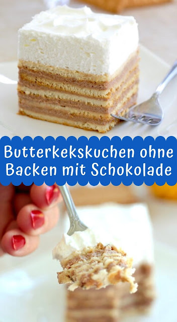 Butterkekskuchen ohne Backen mit Schokolade