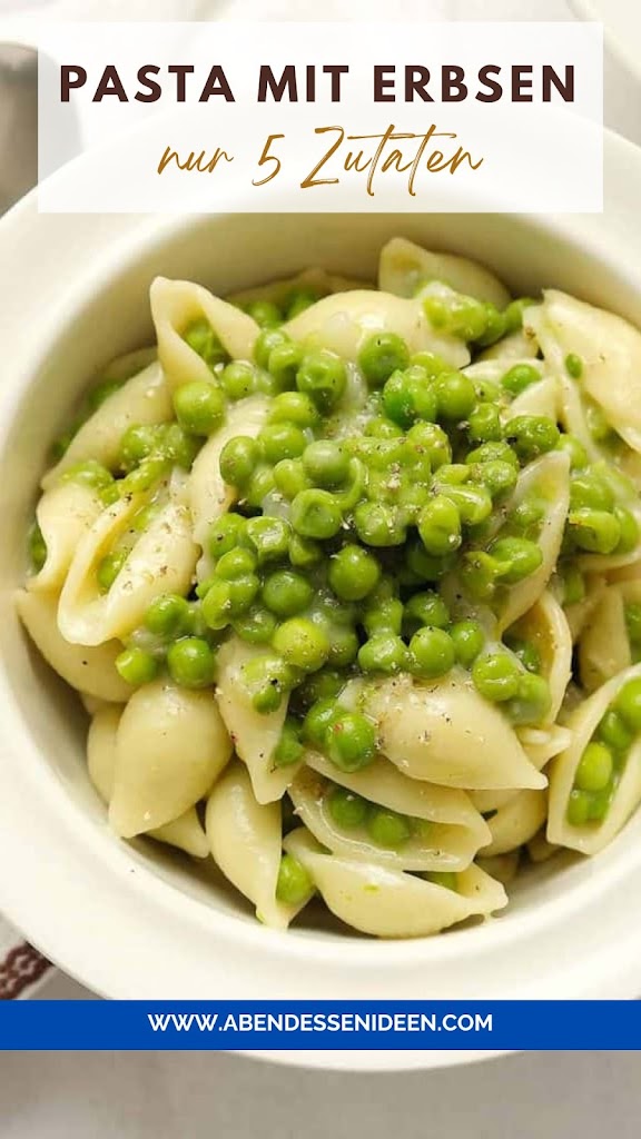 Schnelle Pasta mit Erbsen - nur 5 Zutaten