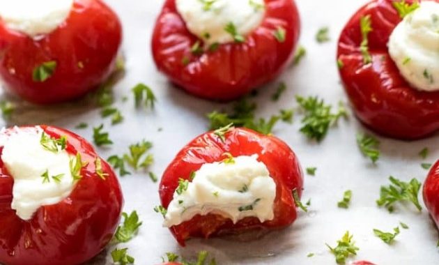 Gefüllte Kirschpaprika mit Frischkäse - Einfach und in 10 Minuten fertig