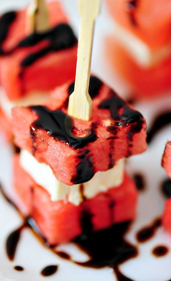 Wassermelone feta häppchen - nur 3 Zutaten