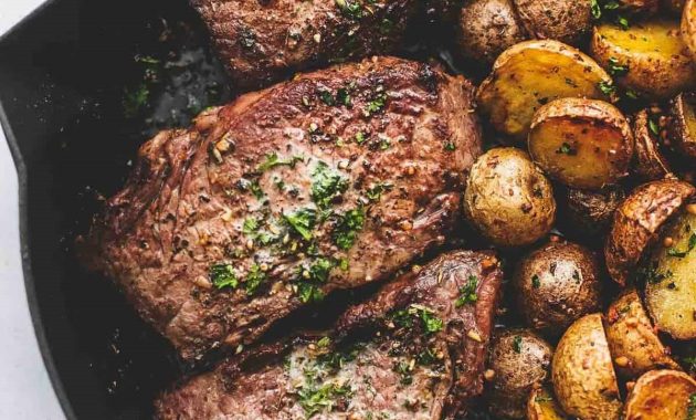 Steak mit Knoblauchbutter - saftig und lecker