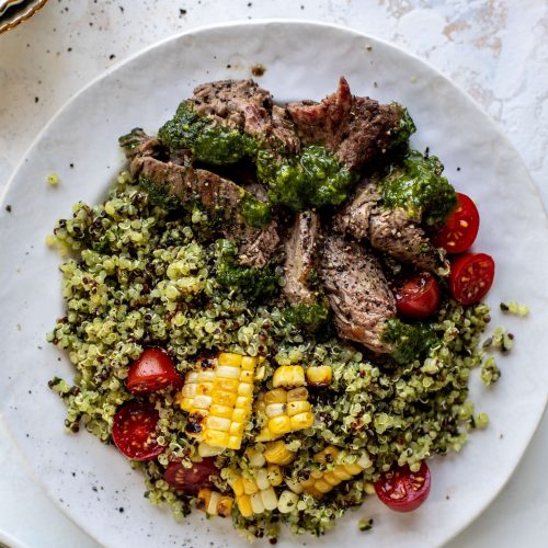 Chimichurri-Quinoa mit Flankensteak