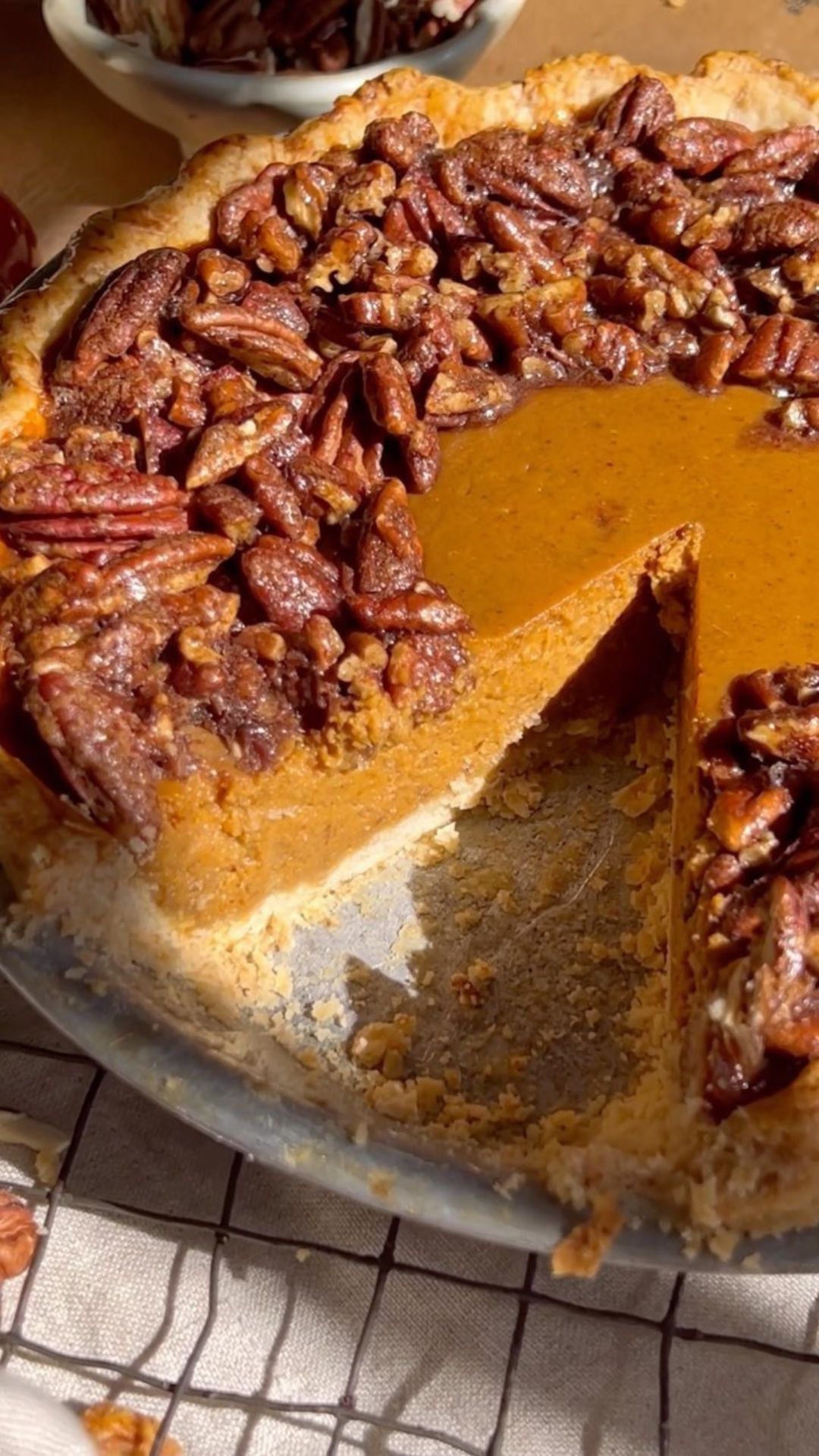 Candied Pecan Pumpkin Pie Einfache Rezepte
